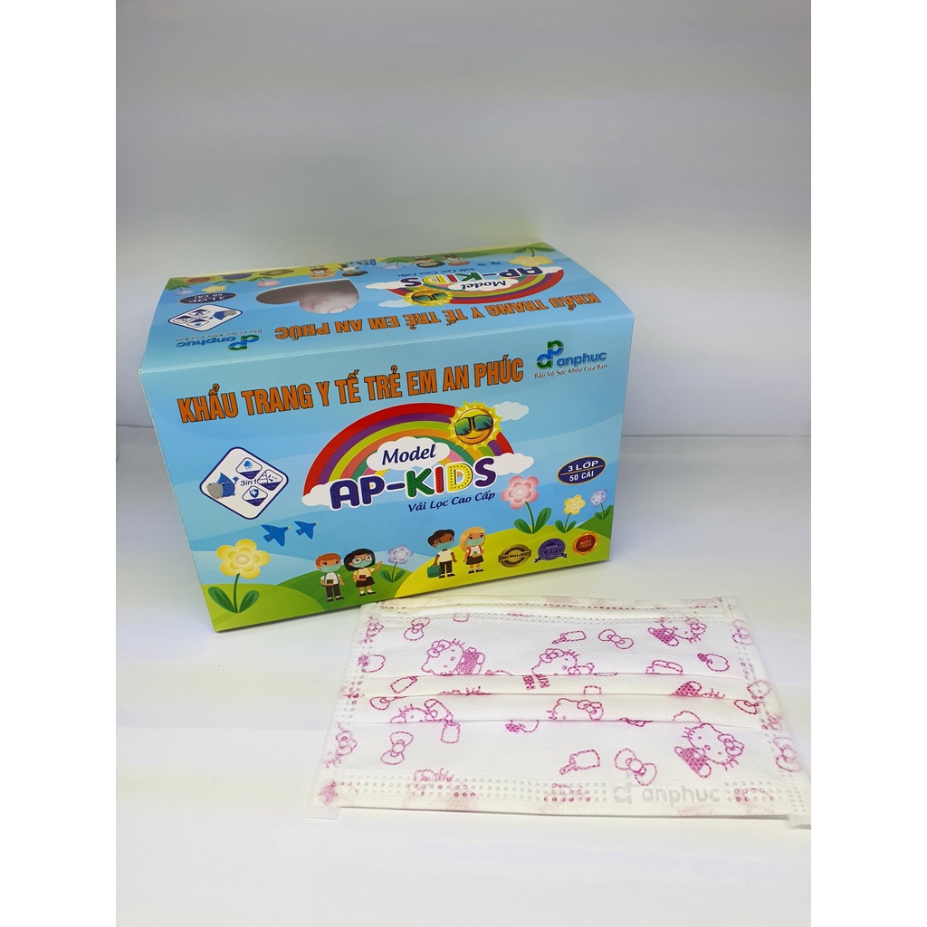 Khẩu Trang Y Tế An Phúc Kids - 3 Lớp Giá Rẻ, Hình Nhân Vật Đáng Yêu Cho Bé