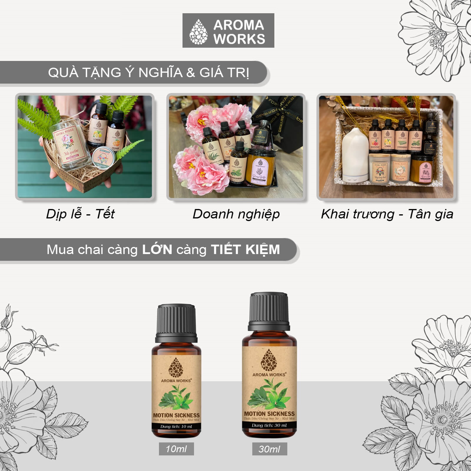 Tinh Dầu Chống Say Xe, Khử Mùi Aroma Works Motion Sickness