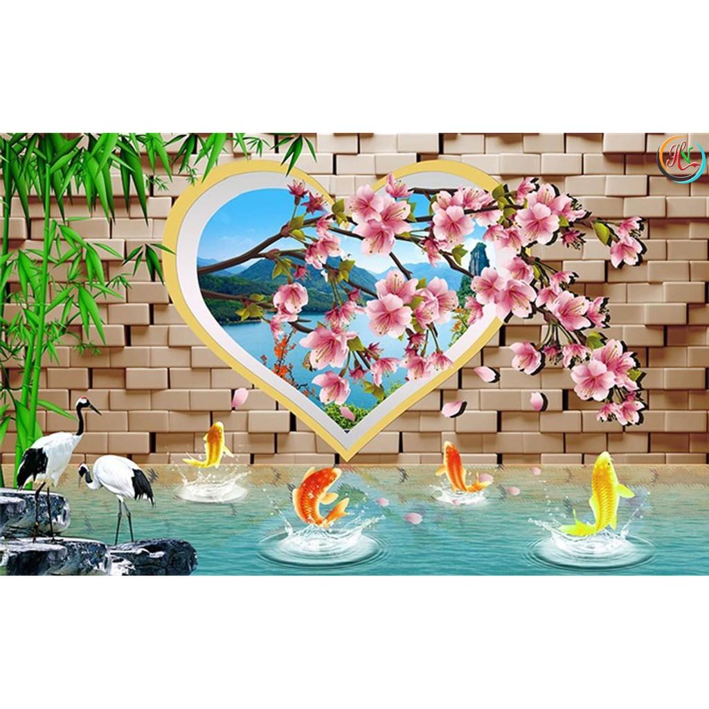 Tranh dán tường 3D nền tường đẹp - vải lụa kim tuyến
