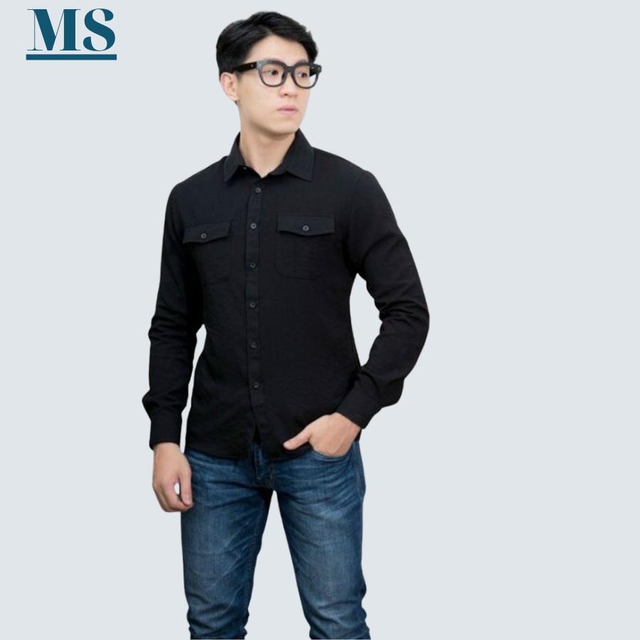 Hình ảnh Áo sơ mi nam chất đũi CỰC MÁT,SƠ MI NAM THỜI TRANG NAM MENSWEAR - PHỐI 2 TÚI NGỰC CÁ TÍNH - LÊN FORM SIÊU ĐẸP