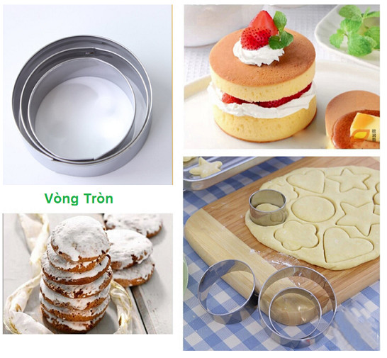 Bộ 12 Khuôn làm bánh, khuôn tạo hình bánh Cookie kiểu dáng đáng yêu hình ngôi sao, trái tim, bông hoa và vòng tròn xinh xắn GD230-KhuonBanh