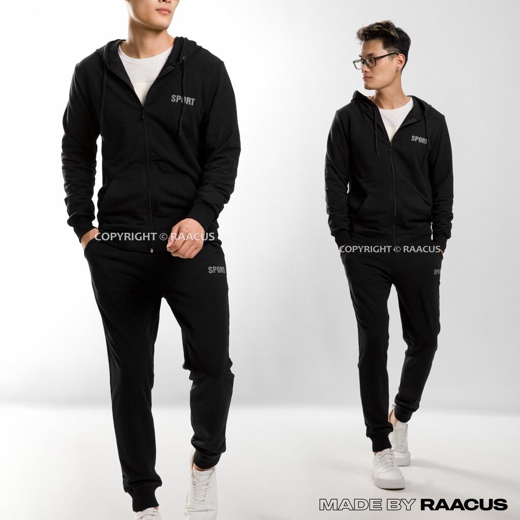 Bộ nỉ nam RAACUS chất nỉ da cá cao cấp mùa đông, bộ thể thao nam chất nỉ thu đông SPORT - D1DBD218
