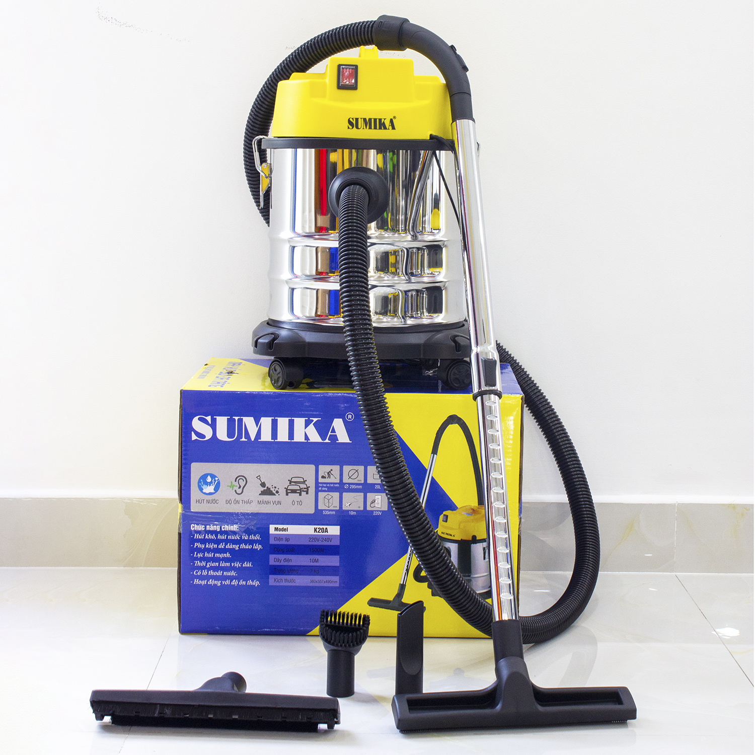 Máy hút bụi công nghiệp 20 Lít 1500W Hiclean - Máy hút bụi văn phòng và gia đình Bao ship gấp TPHCM 1-2H