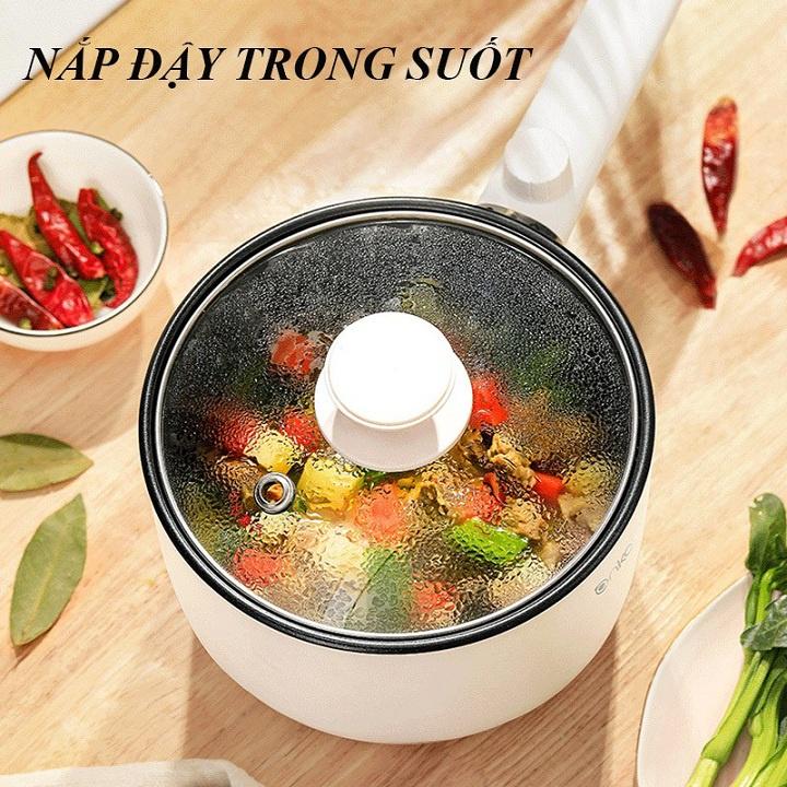 Nồi Lẩu Điện Chống Dính Nồi Hấp Điện Nấu Mỳ Lẩu Đa Năng Mini Có Tay Cầm Tiện Dụng Công Suất 600W - Dung Tích 1.5L