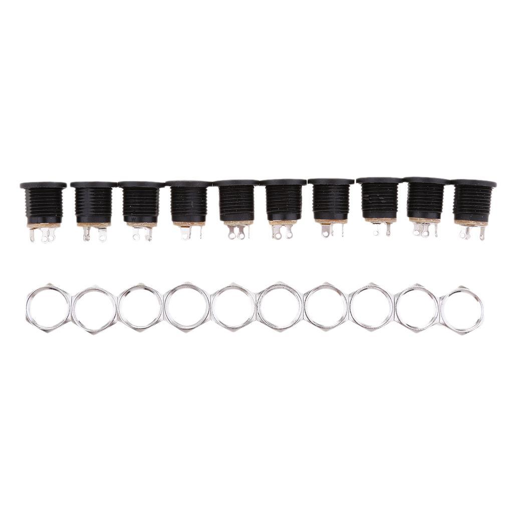 10x DC Power Supply  Plug Socket Female Panel Mount Connector 5.5x2.1mm