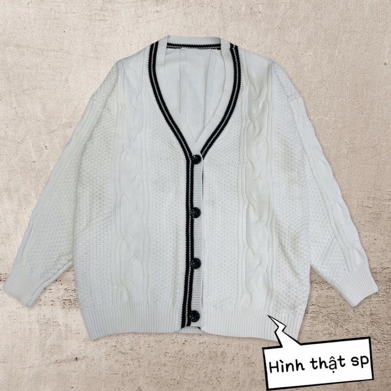 Áo Cardigan Học Sinh Len Thừng Viền Đen Form Rộng Loại 1 SIKY - KL13