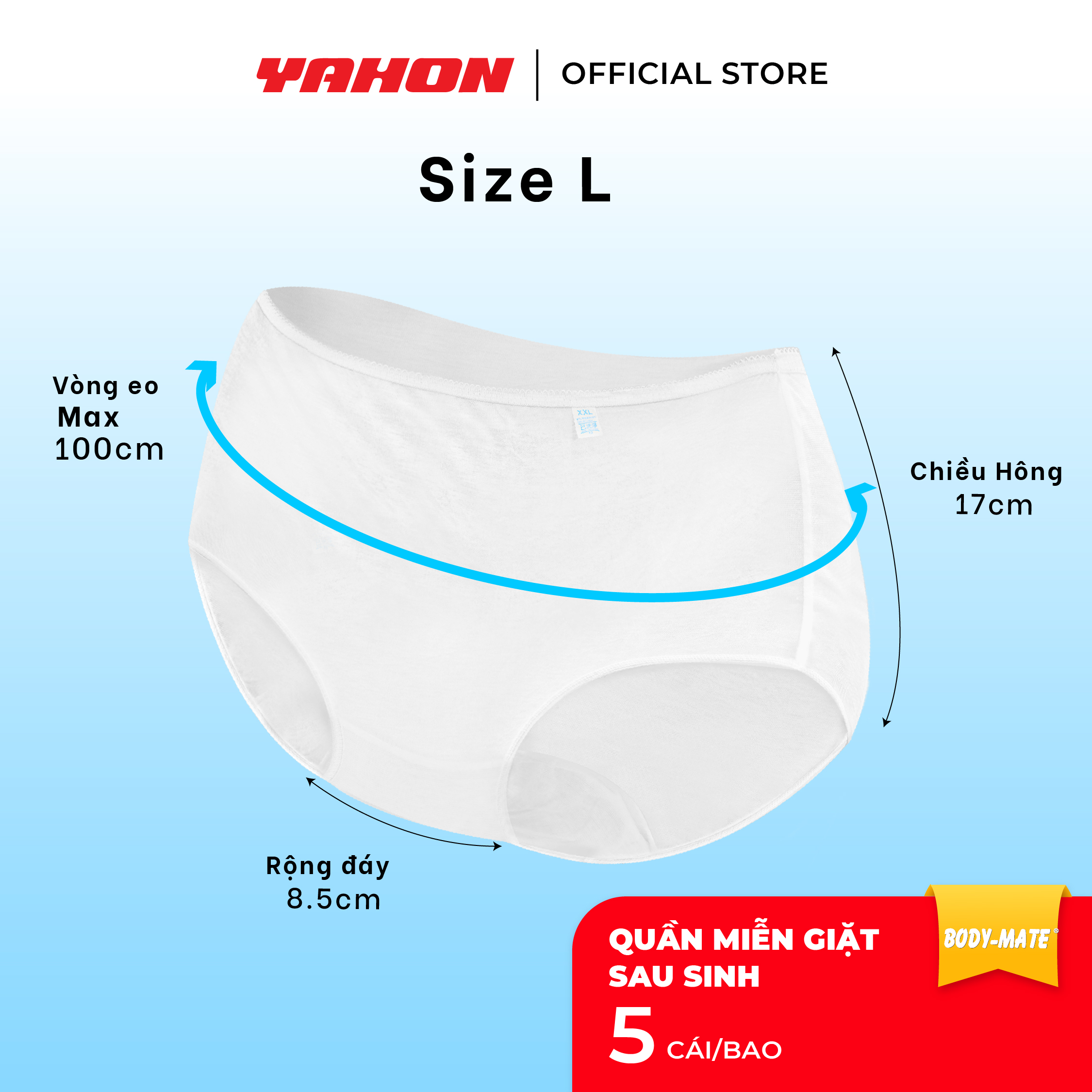 Combo Bao Quần Lót Miễn Giặt Sau Sinh Body-Mate Nữ, 5 Cái/Bao