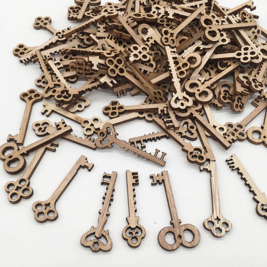 50 Cái Hỗn Hợp Chưa Hoàn Thành Phím Gỗ Hình Dạng Miếng Gỗ Cho Cardmaking Thêu Sò