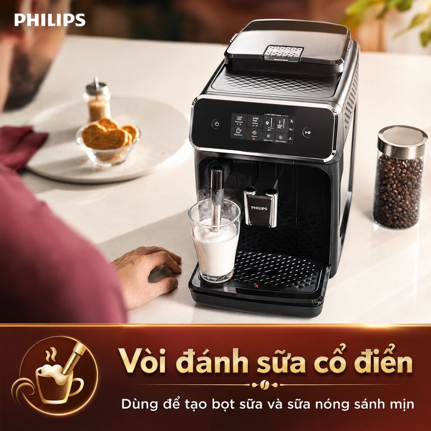 Máy pha cà phê Espresso, Americano tự động và Capuccino, Latte thương hiệu Philips EP2124/72 Serial 2200 - Hàng chính hãng
