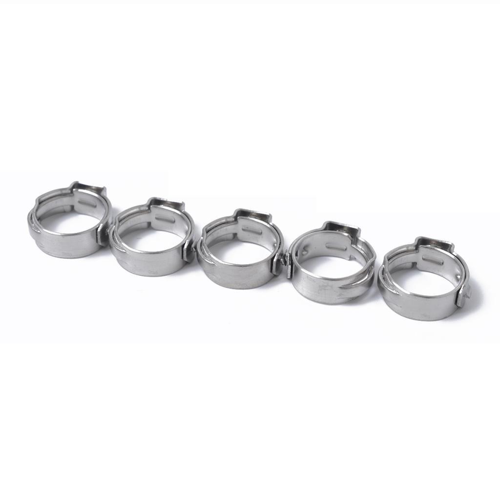 10 Pieces Stainless Steel Single Ear Hose Clamps 8.8mm-10.5mm Adjustable