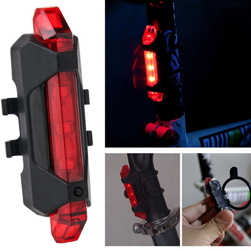 Bộ 2 Đèn LED Gắn Phía Sau Cảnh Báo Ban Đêm Có Sạc Điện USB Chống Nước Cho Xe Đạp Giúp Đạp Xe An Toàn 4 Chế Độ Sáng Mai Lee