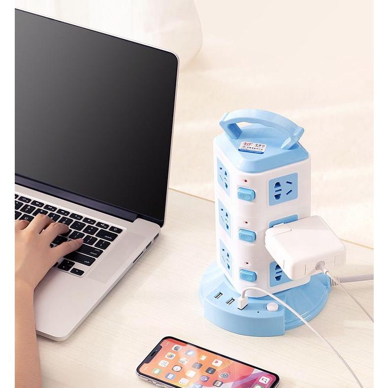 Ổ Điện 3 Tầng Đa Năng - 12 Ổ Cắm Và 3 Cổng USB Tiện Lợi