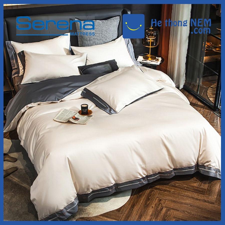 Bộ Chăn Ga Gối Đệm 5 Món Lụa Satin SERENA Set Ga Drap Trải Giường Cao Cấp - Hệ Thống Nệm