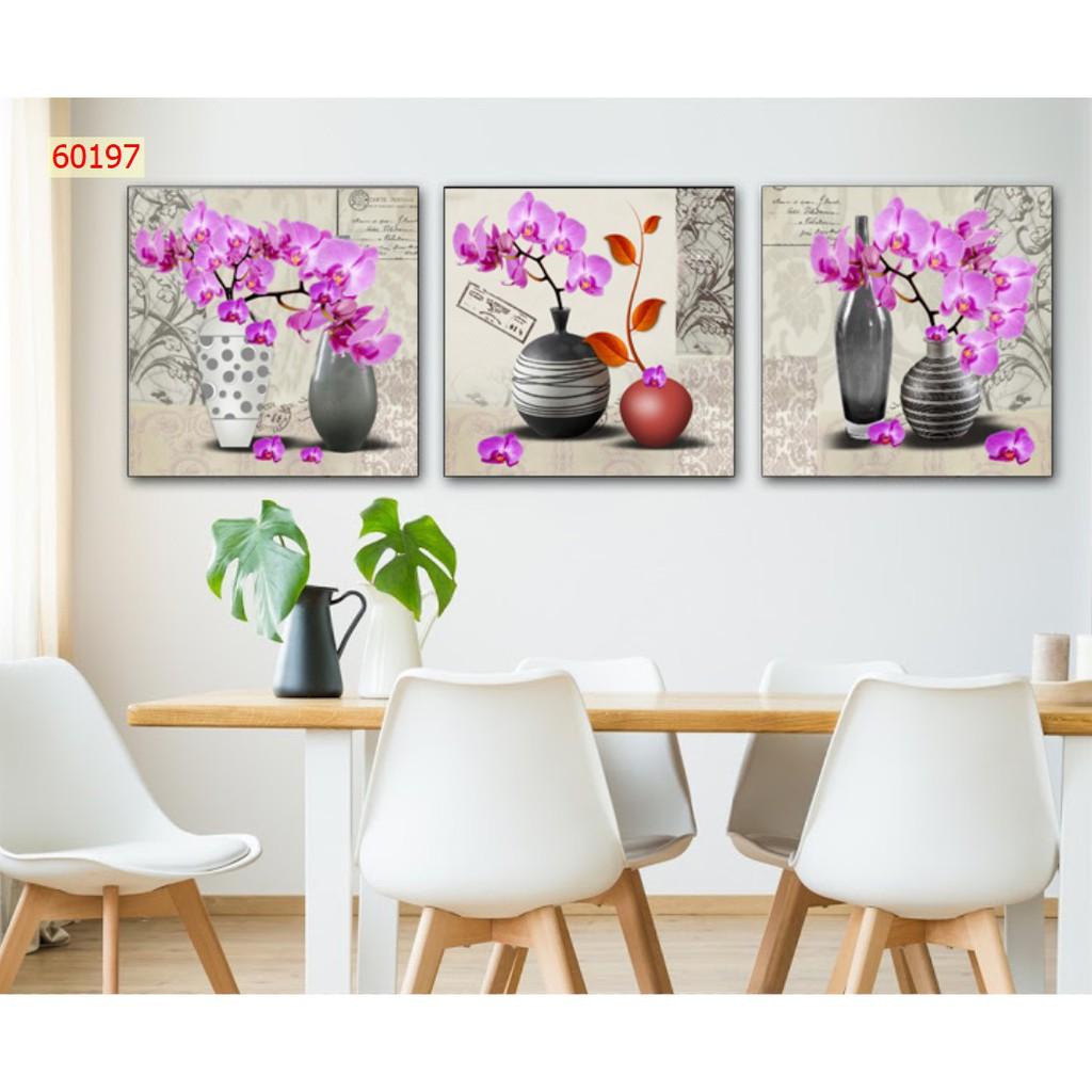 Tranh treo tường,trang trí Bình hoa 3D/gỗ MDF Hàn Quốc chống ẩm mốc, mối mọt BHV