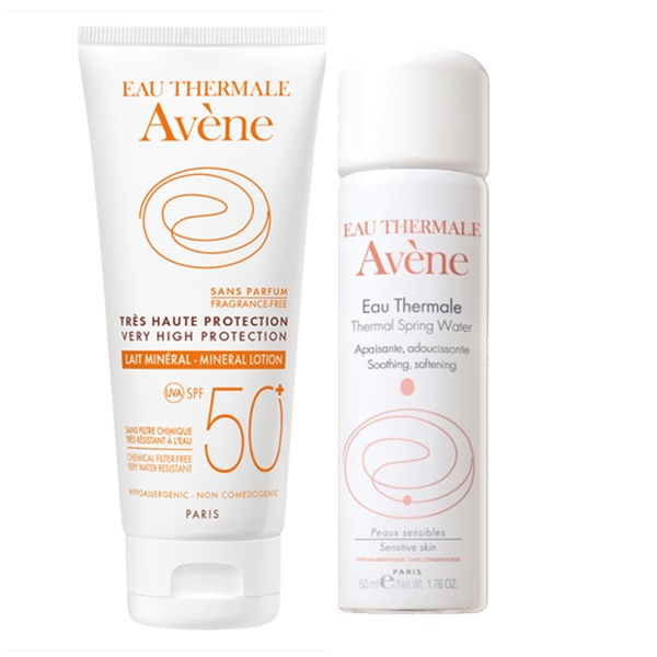 Combo Kem Chống Nắng Cho Da Nhạy Cảm Avène Very High Protection Mineral Lotion SPF 50+ (100ml) Và Nước Khoáng Làm Dịu, Chống Kích Ứng Da Avène Thermal Spring Water A1ATW1 (50ml)