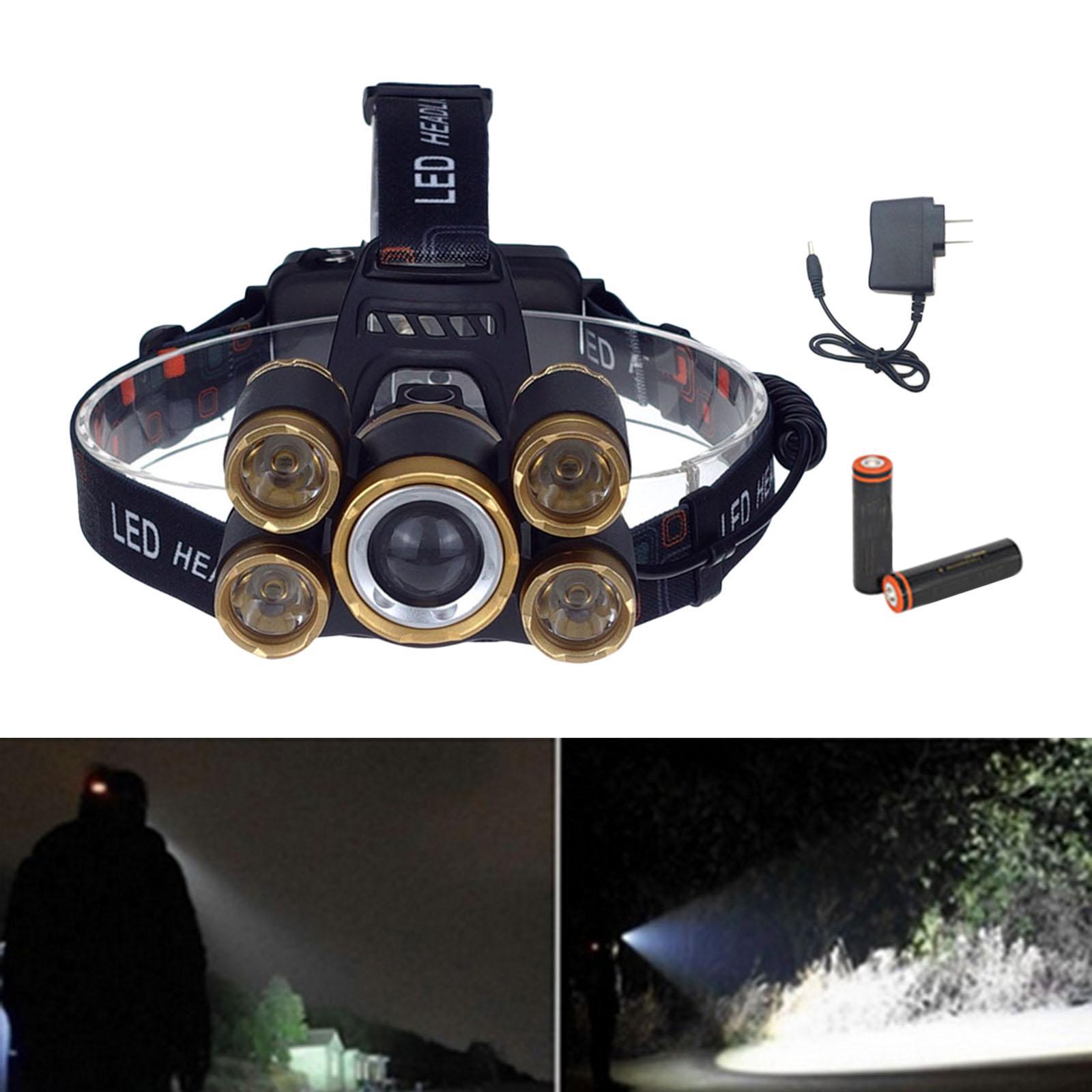 Super Bright Flashlight Rechargeable Work Headlight,Waterproof &amp; 18650 Headlamp with Zoomable Work Light, Head Lights for Camping, Hiking, Fishing