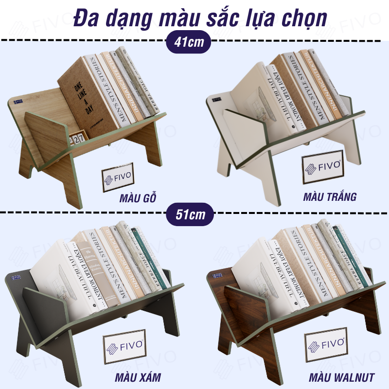 Kệ Sách Gỗ Để Bàn Làm Việc FB29 FIVO, Lắp Ráp Dễ Dàng Không Cần Phụ Kiện, Thiết Kế Hình Chữ V Tiết Kiệm Không Gian