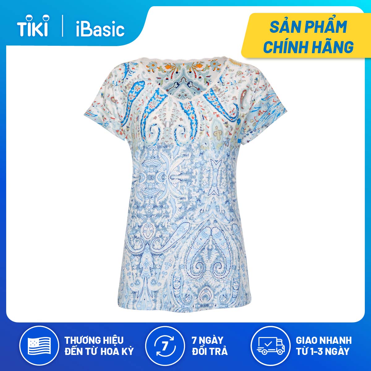 Bộ mặc nhà nữ tay ngắn thun hoạ tiết iBasic HOMW034T và HOMW034B