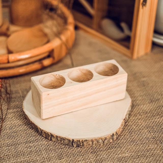 Chậu gỗ thanh 3 lỗ hình chữ nhật - Trang trí - Trồng cây