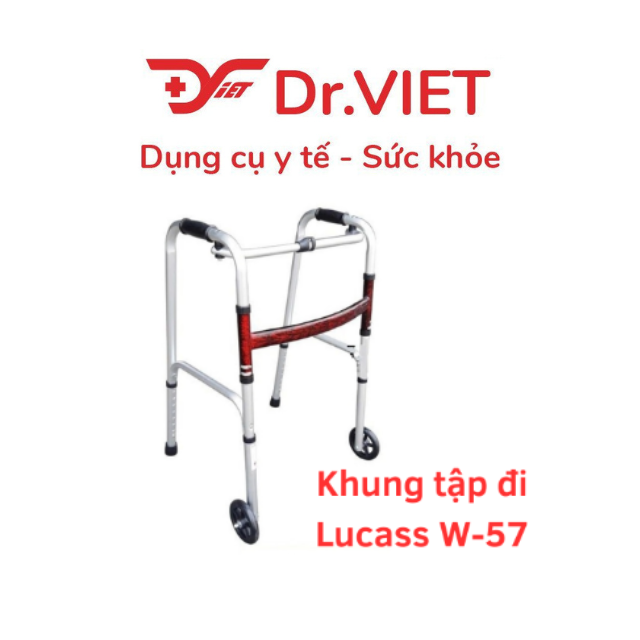 Khung tập đi Lucass W-57, giúp người tập đi sau tai nạn, tai biến, người già đi lại vững vàng hơn,có bánh xe tiện lợi