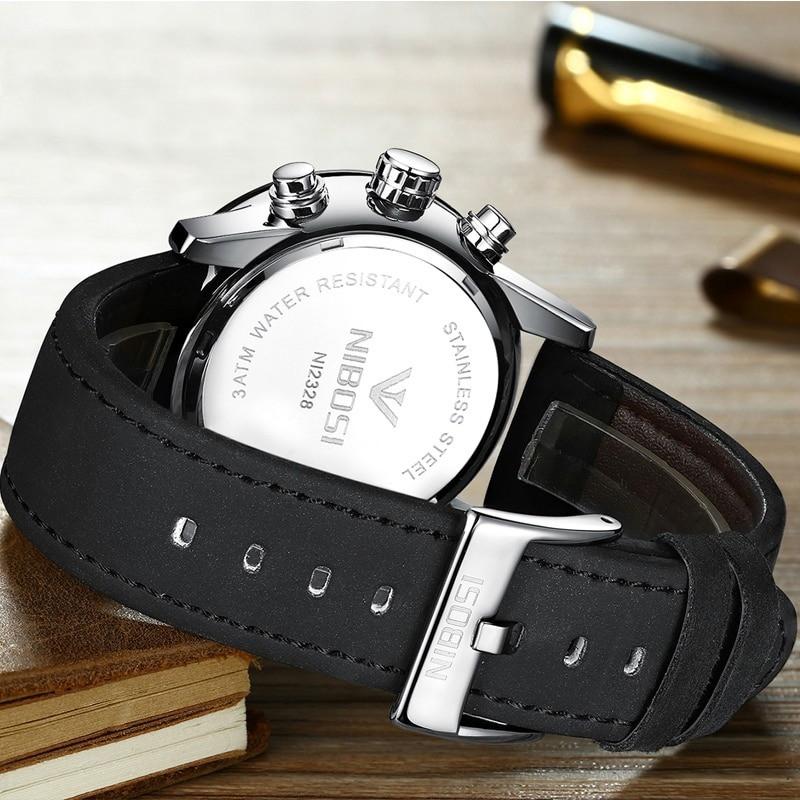 Đồng hồ thời trang công sở nam NIBOSI chính hãng NI2328.08 fullbox, chống nước - Chạy full 6 kim, mặt kính mineral, dây da cao cấp