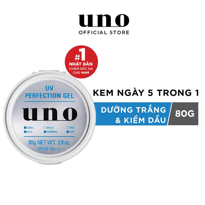 Gel Dưỡng Trắng Kiểm Soát Nhờn 5 trong 1 UNO UV Perfection Gel 80g