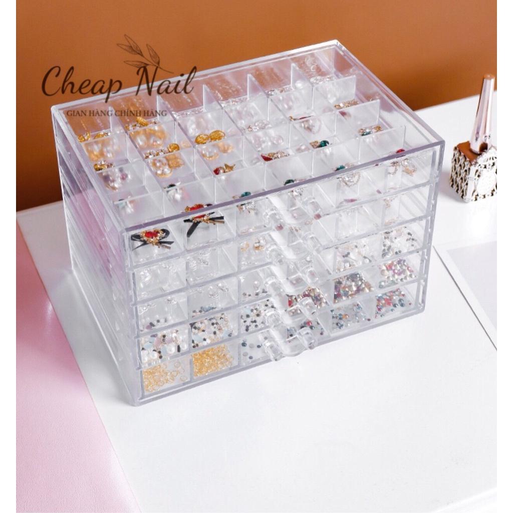 Khay đựng đá nail 5 tầng beeshi shop nail hộp đựng đá, đựng phụ kiện nail 120 ô