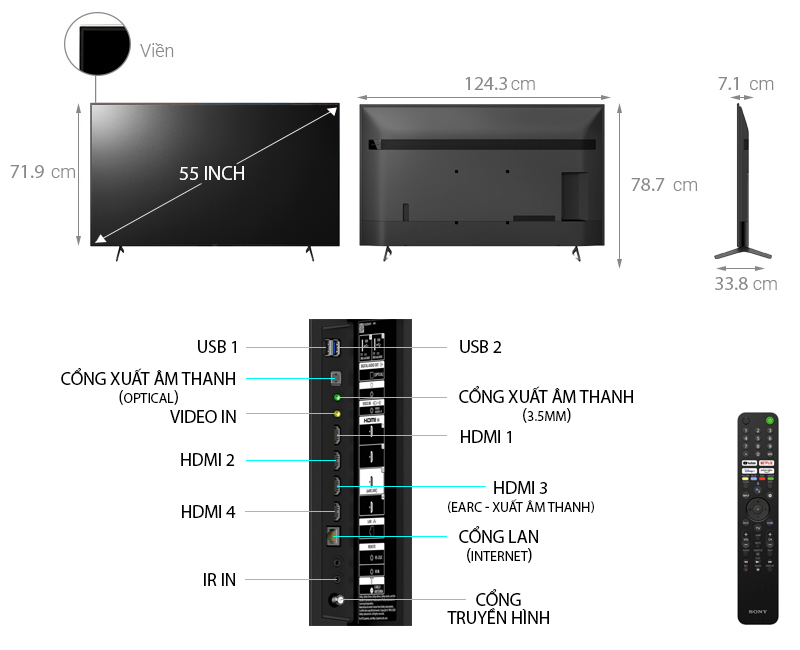 Smart Tivi 4K Sony KD-55X80J 55 inch Android TV - Hàng chính hãng (Chỉ giao Thái Bình)