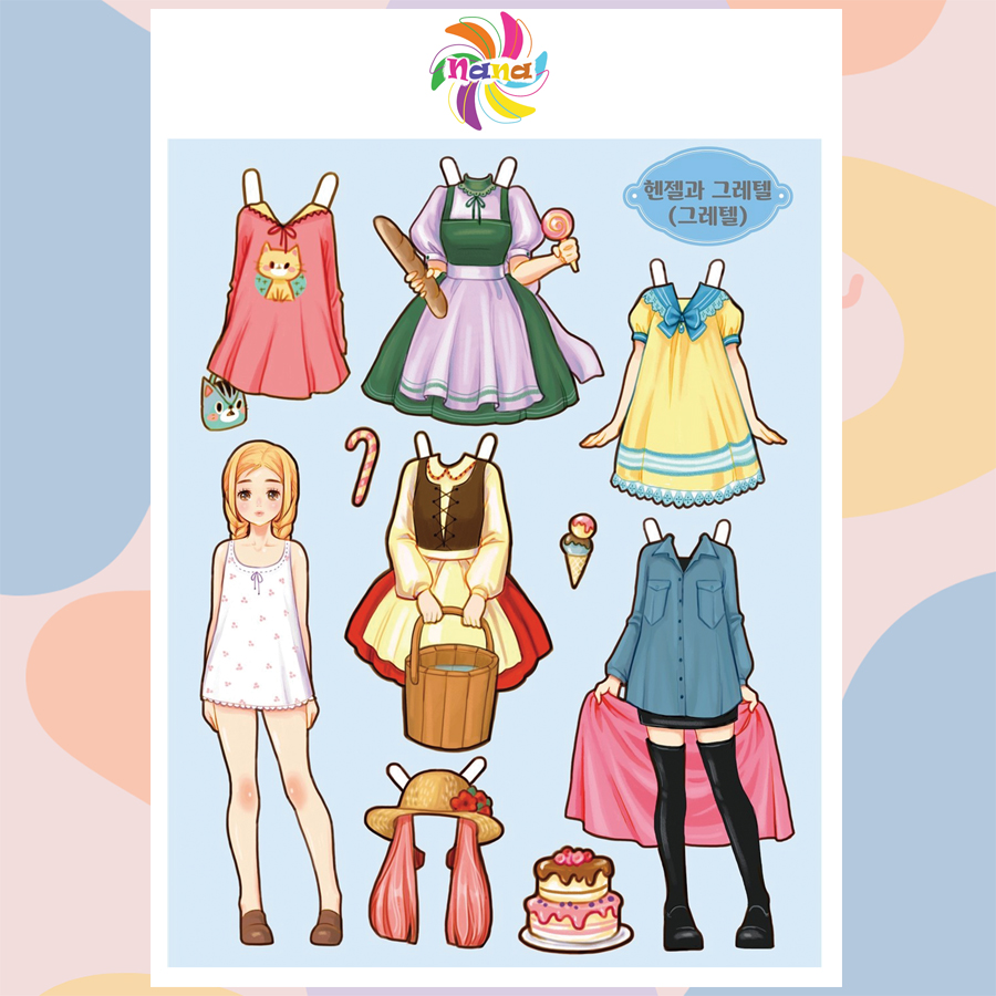 Búp bê giấy (paper doll)  thay đồ thời trang đồ chơi cắt thủ công cho bé Combo 6 hình siêu đáng yêu MHG004