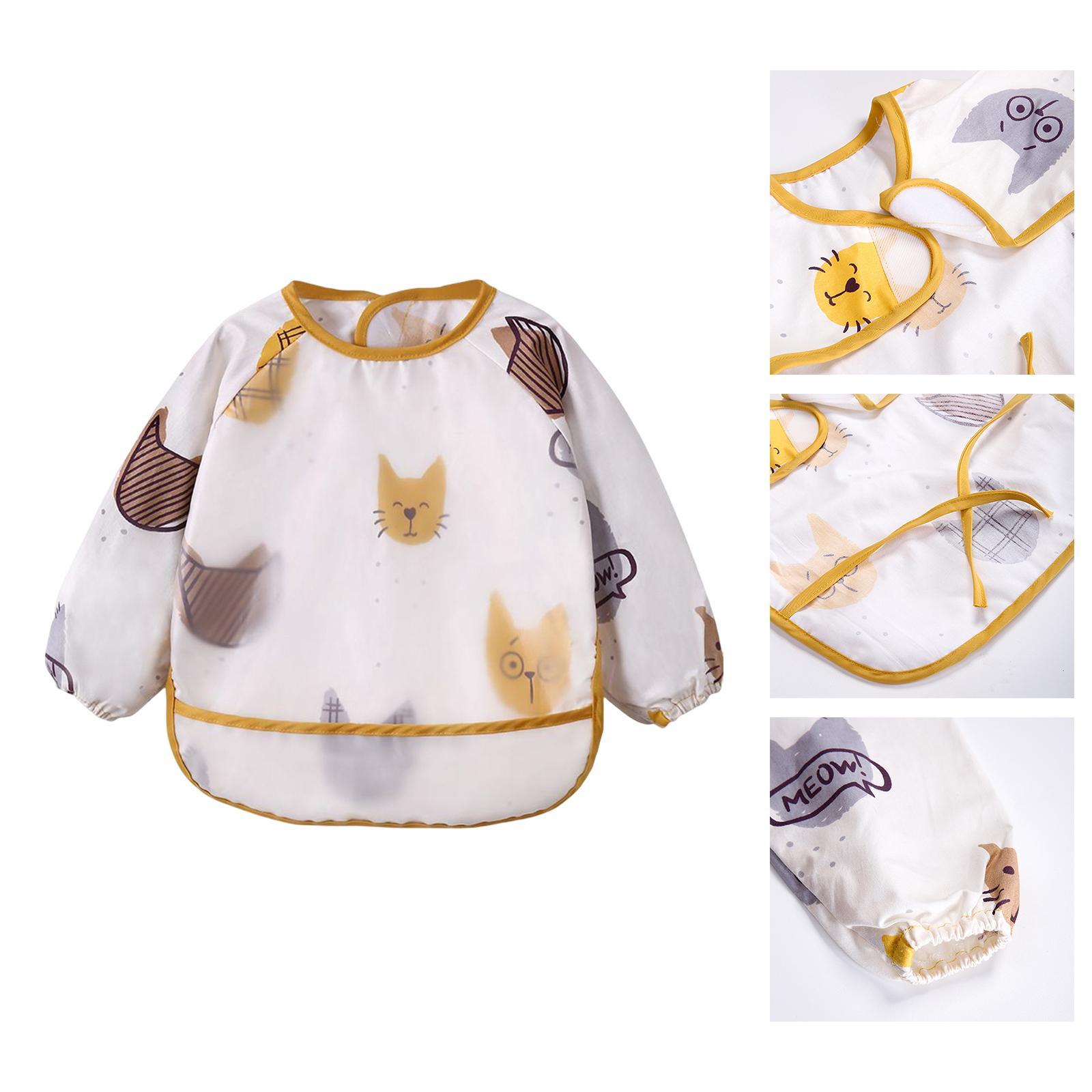 Waterproof Baby Bibs Infant Feeding Smock Sleeved Bib Comfortable Reusable Toddler for Baby Toddler Eating Feeding Weaning