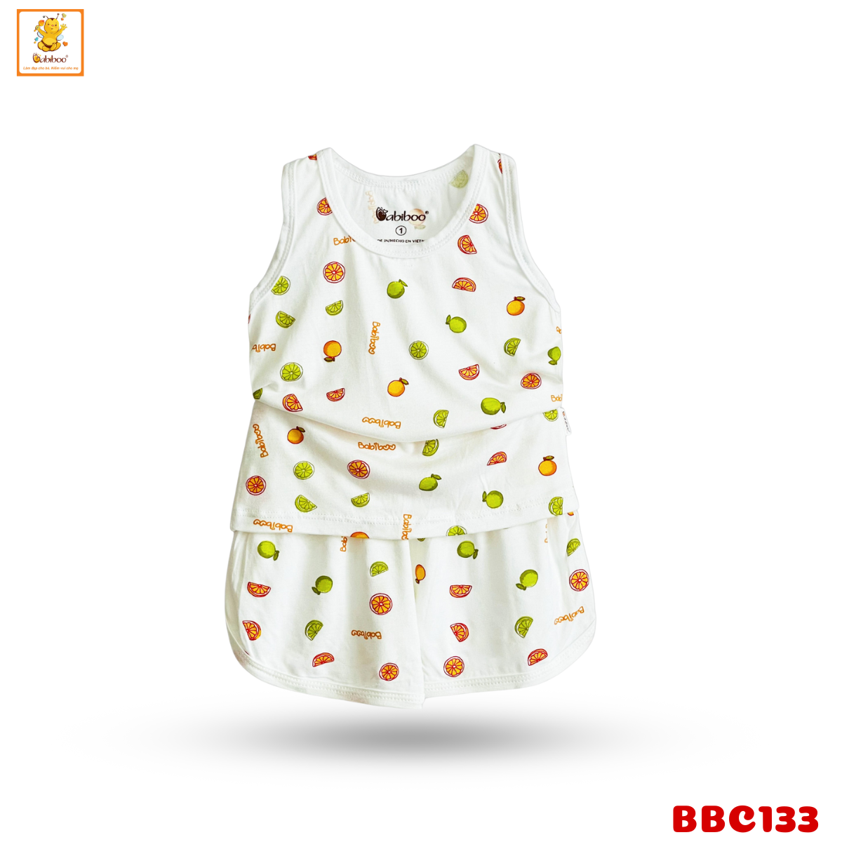 Đồ bộ bé trai Babiboo bộ ba lỗ bé trai, bé gái chất liệu viscose sợi gỗ mềm, mịn, mát BBC133