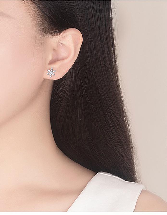 Bạc 925 Bông tai bạc nữ Hoa Tuyết - Trang sức Panmila