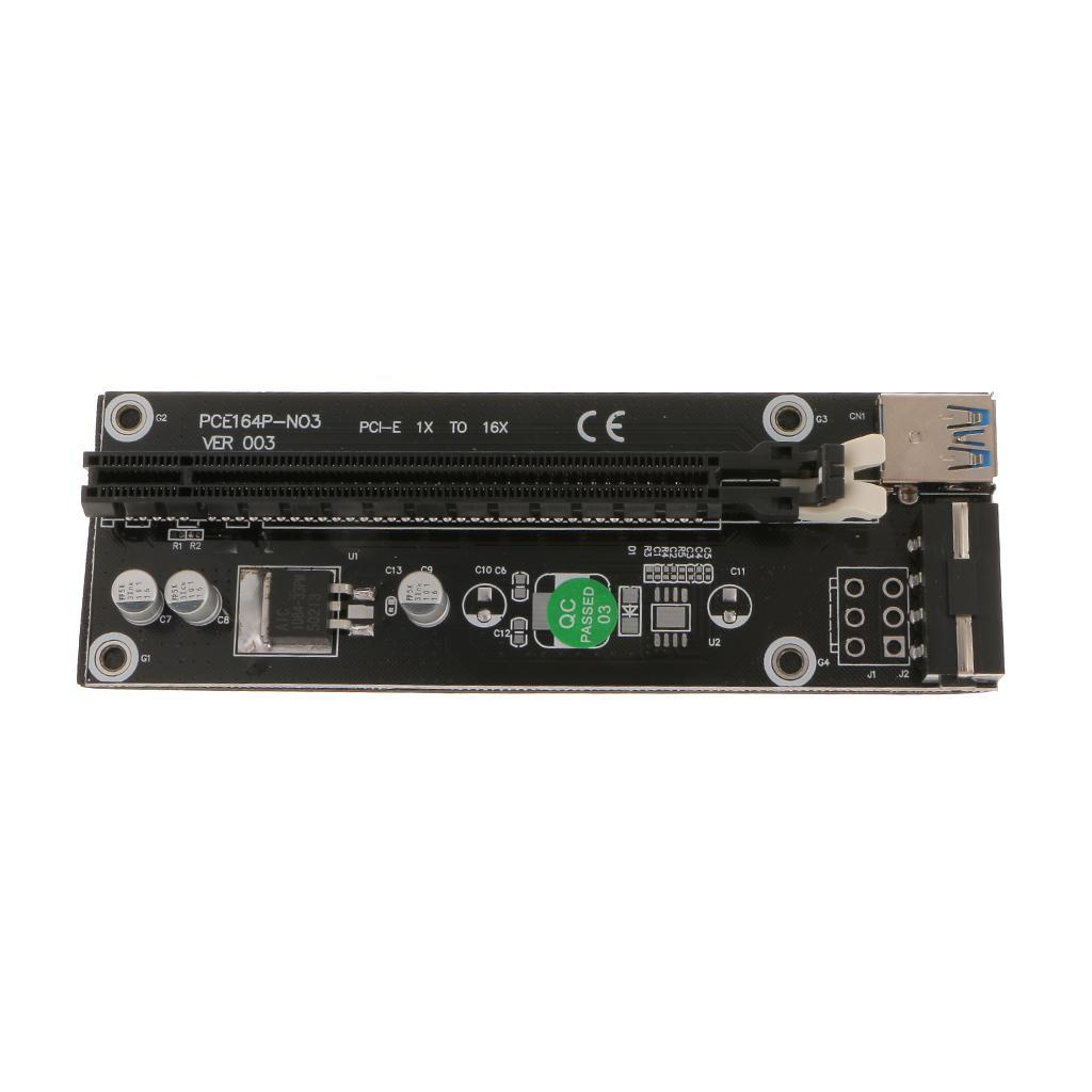 2x PCI-E module 1x to16x Extender Riser Card Adapter SATA Power Cable