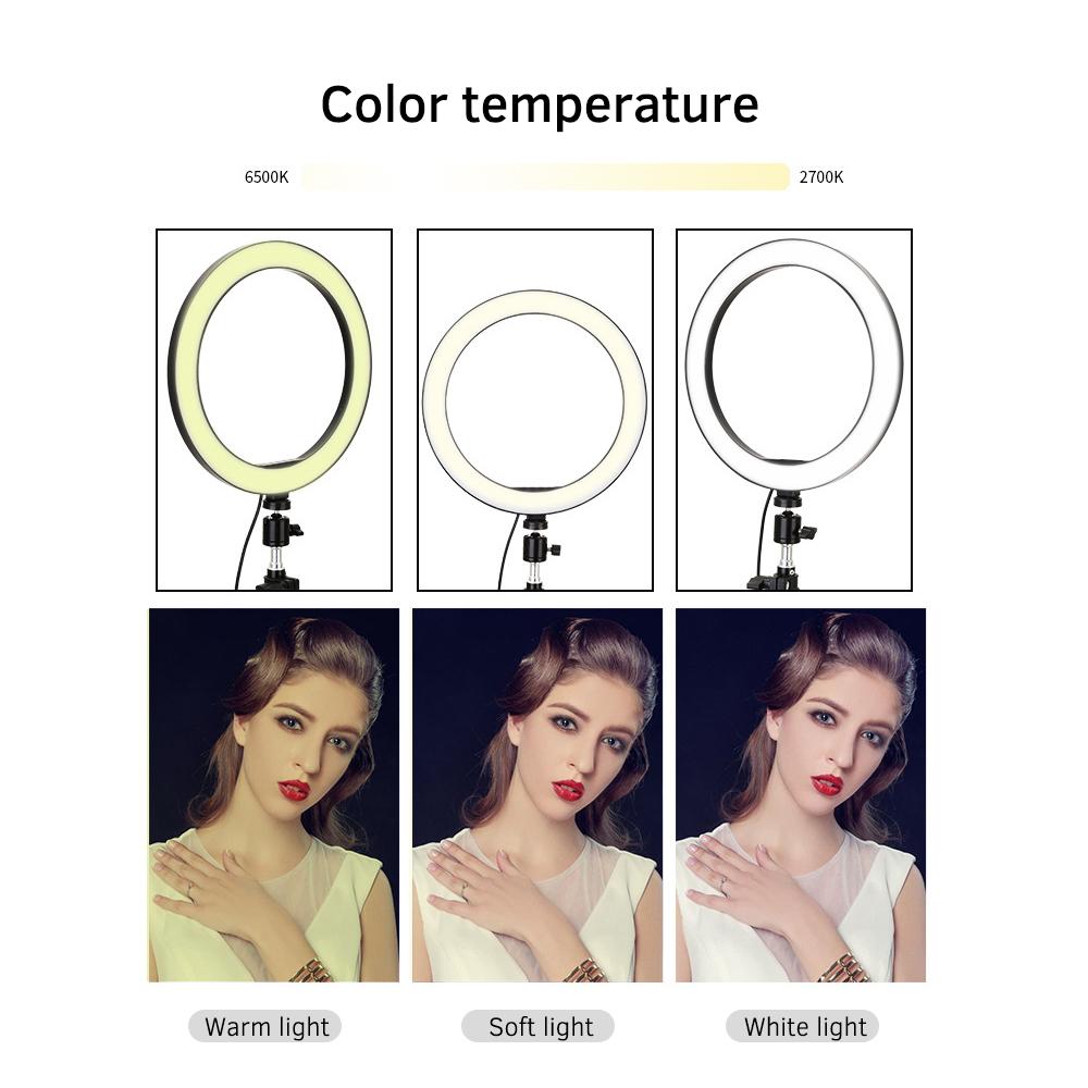 Vòng đèn Led 26 cm với giá đỡ 3 chân và giá đỡ điện thoại hỗ trợ chụp ảnh quay phim