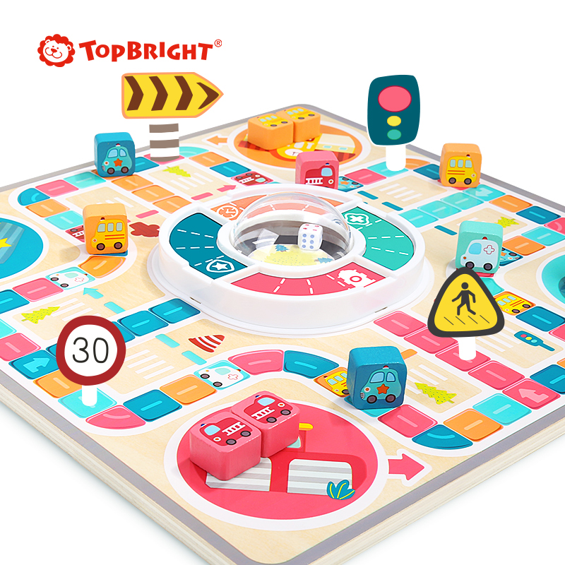 Đồ chơi bộ cờ cá ngựa phiên bản ô tô bằng gỗ TOPBRIGHT - Đồ chơi thông minh cho bé