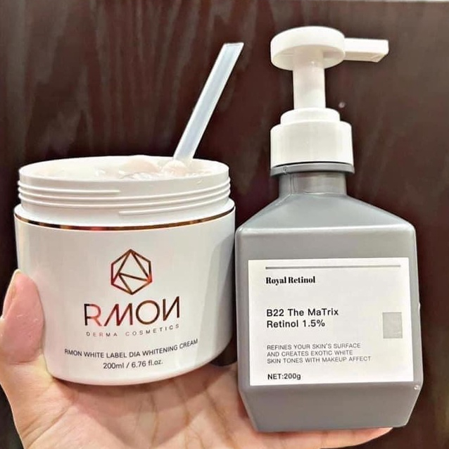 [COMBO HOT] Kem Body Rmon Dưỡng Trắng Tế Bào Gốc 200ml + Kem Kích Trắng Retinol B22 The Matrix 200gr