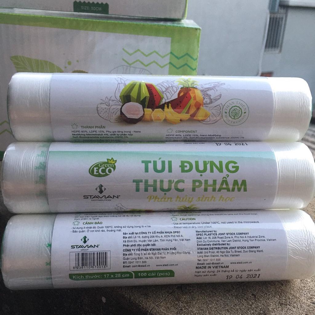 Túi đựng thực phẩm, túi đựng thực phẩm tự huỷ sinh học cuộn 100 túi 15*25cm, 17*28cm, 20*30cm, 25*35cm, 30*40cm