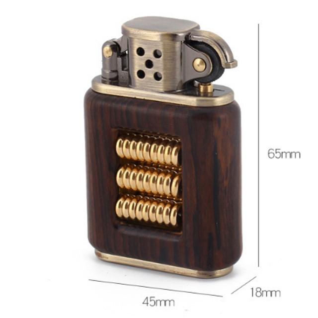 Vỏ Hột Quẹt Bật Lửa Chief CF 217 Gỗ Họa Tiết Bánh Xe - Dùng Xăng Bấc Đá