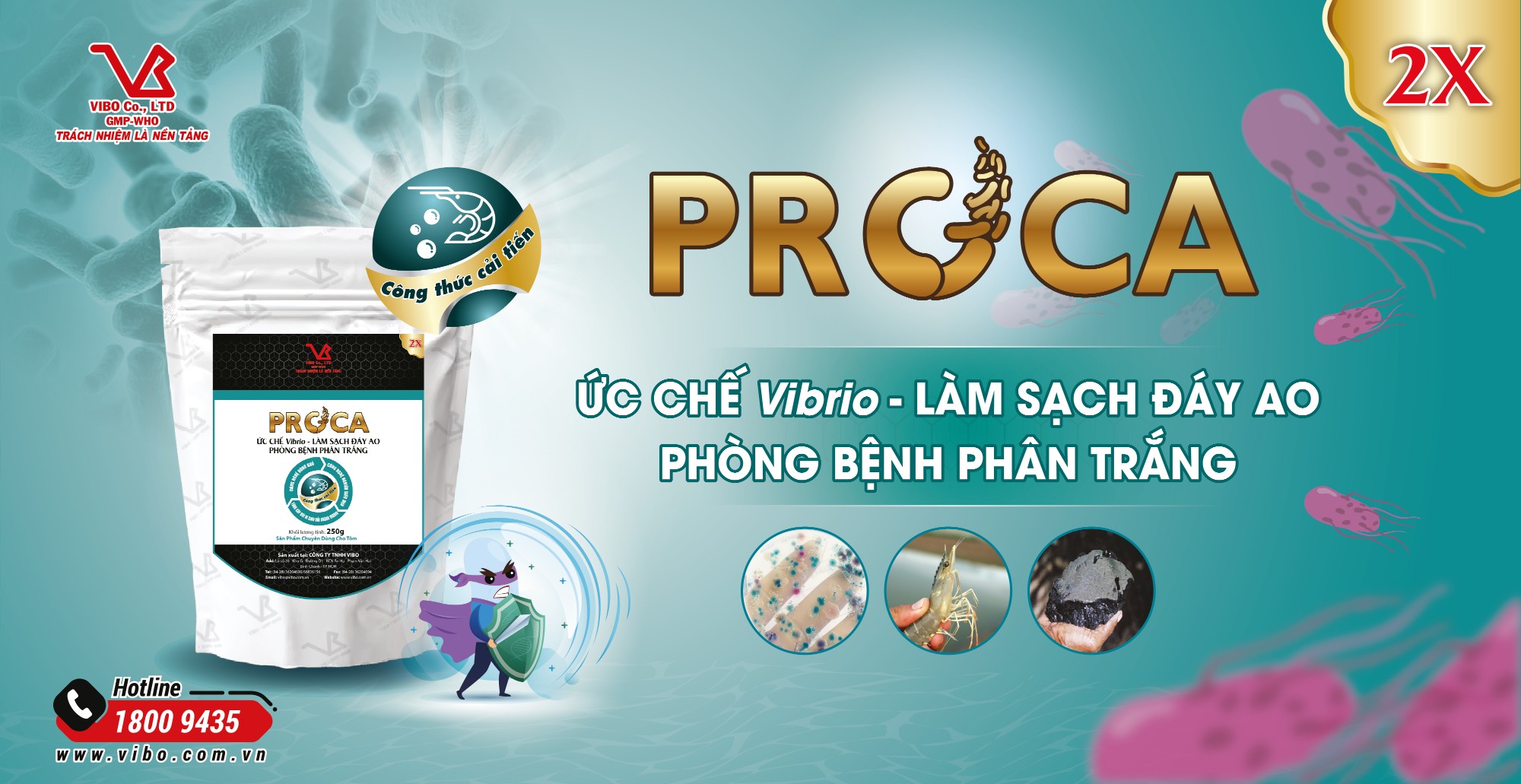 Men vi sinh xử lý đáy và nước ao nuôi tôm. gói 250g