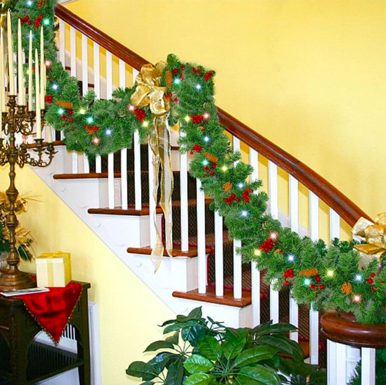 Dây thông Noel - dài 290cm - đầy đủ phụ kiện - Cây giả, hoa lụa trang trí nhà cửa