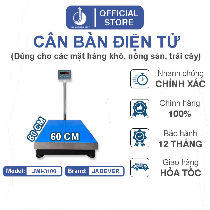 Cân Bàn Điện Tử JWI-3100 - Mặt Bàn Cân 600x800MM