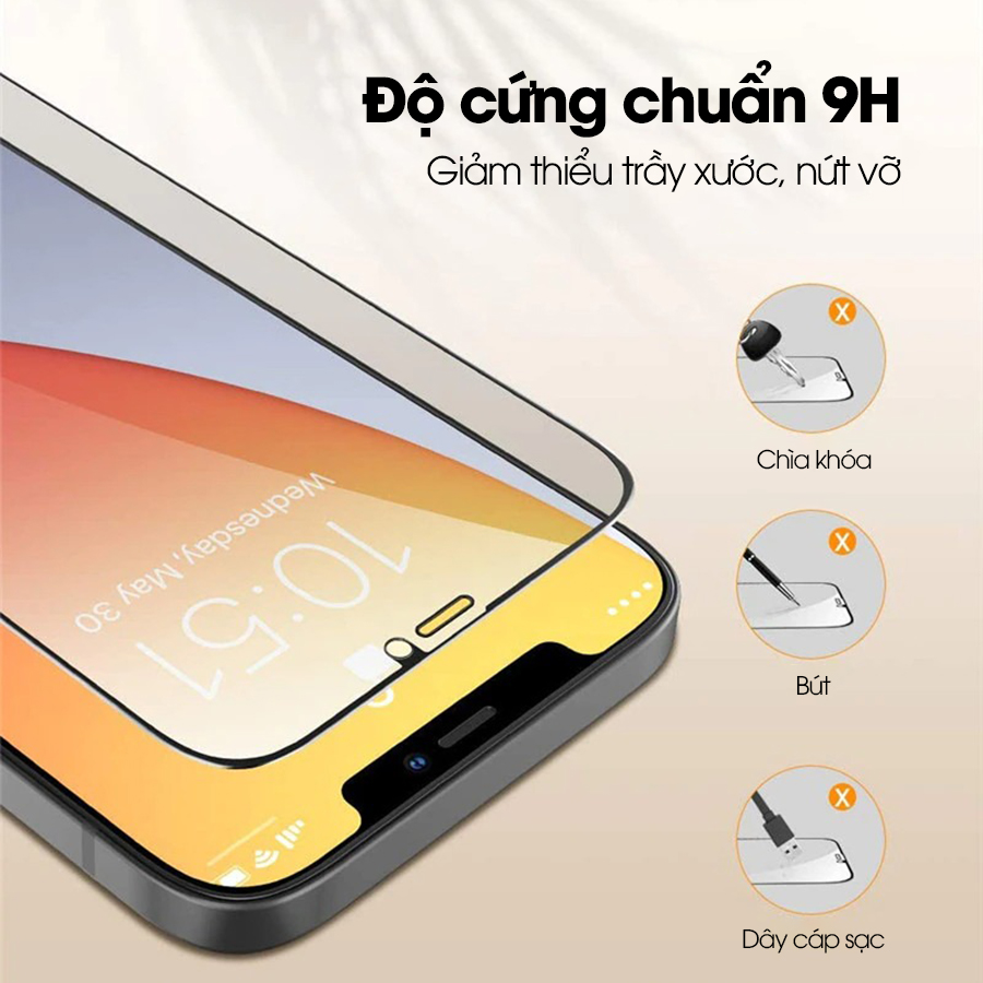 Kính cường lực Chống Nhìn Trộm 9H Dành Cho iPhone 12/12 Mini/12 Pro/12 Pro Max/13/13Pro/13 Pro Max Full Keo- Handtown- Hàng Chính Hãng