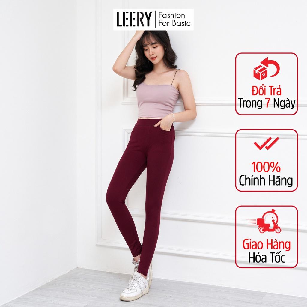 Quần legging nữ LEERY dáng dài cạp cao chất umi Hàn co giãn 4 chiều hàng thiết kế cao cấp LEG-02