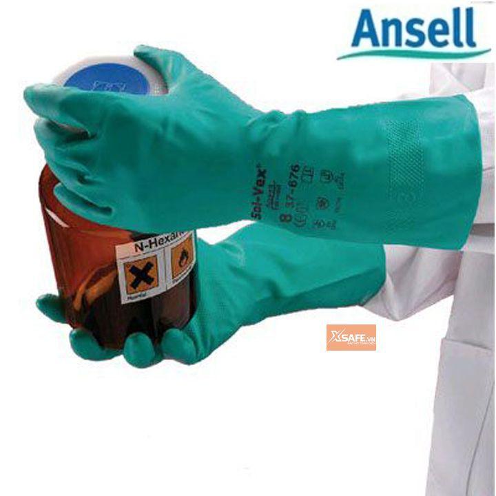 Găng tay chống hóa chất Ansell 37-176 cấu tạo nitrile - chống hóa chất - axit - dầu nhớt - thấm hút mồ hôi tốt