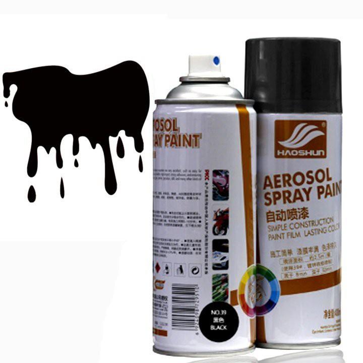 Bình Sơn Phun Theo Màu Xe Haoshun 400ML Sơn Xịt Nhanh Khô, Sơn Xe Ô Tô Haoshun màu đen, chrome bạc, phủ bóng Tiện Lợi