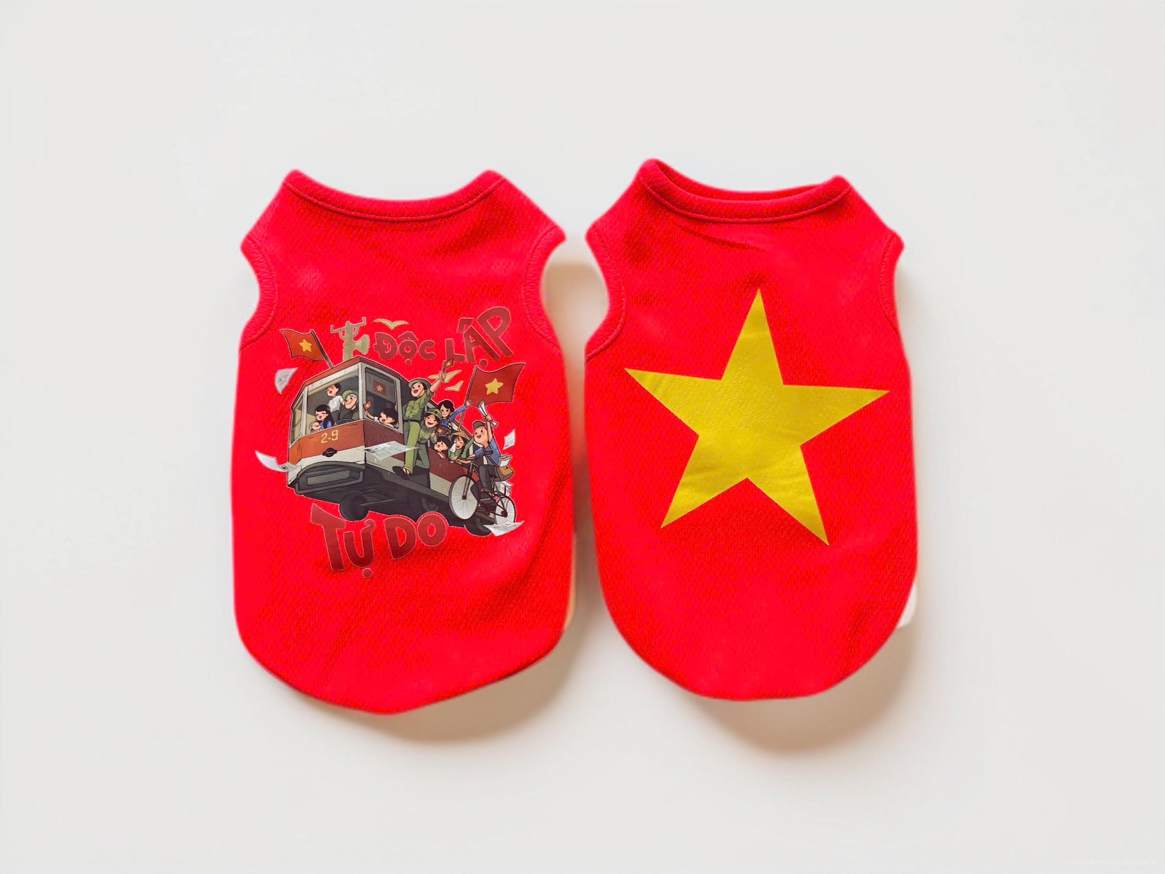 ÁO BA LỖ CỜ ĐỎ SAO VÀNG ĐỘC LẬP TỰ DO TỪ 0.5-28KG CHO THÚ CƯNG CHÓ MÈO
