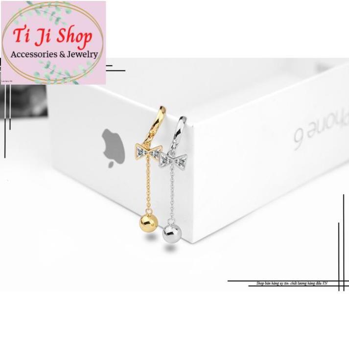 BÔNG TAI NỮ INOX MÀU TRẮNG NƠ RỚT BI CỰC - đẹp, không đen