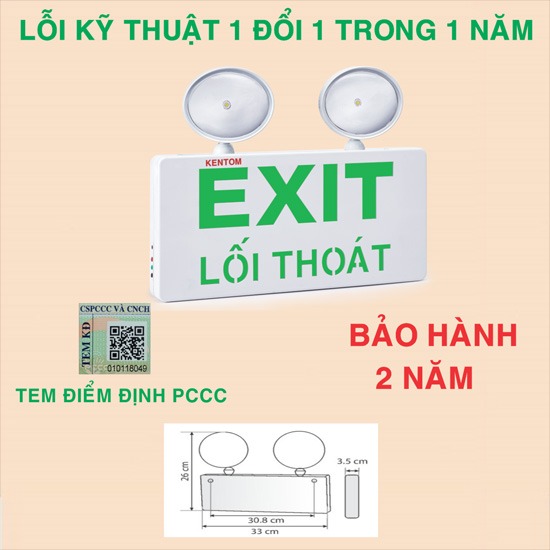 Đèn sạc EXIT một mặt KENTOM KT-730 có tem PCCC _ Hàng Chính Hãng
