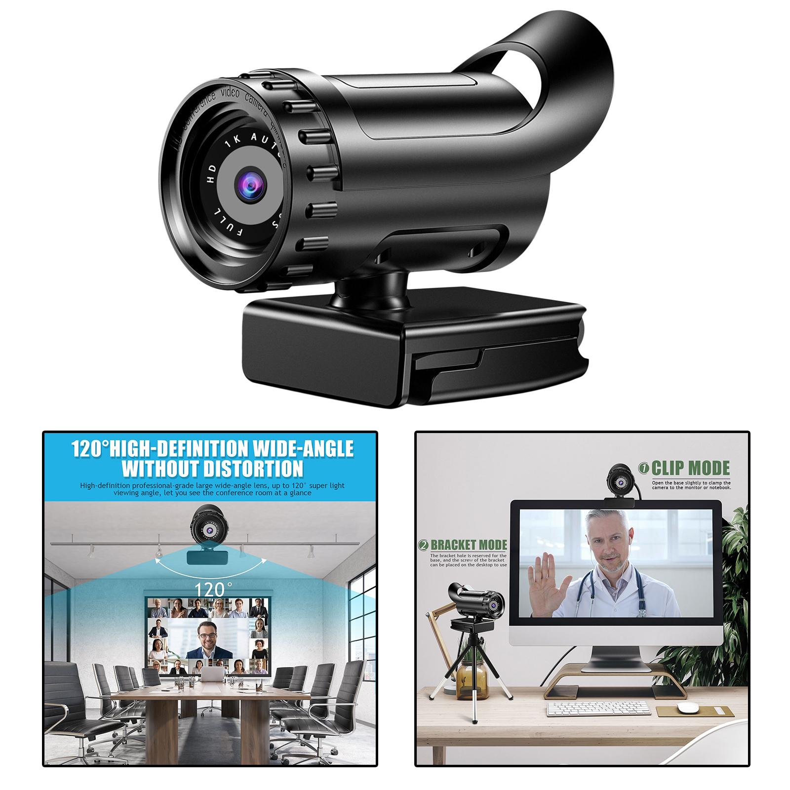 USB Webcam HD Web Camera Auto Focus Streaming Webcam 120°View Computer Camera Plug And Play for Online Calling Online Teaching Conferencing