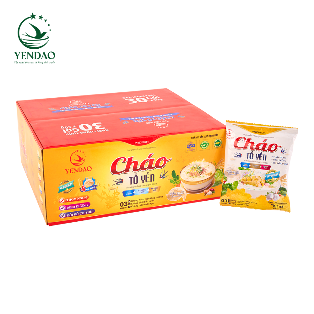 Cháo Tổ Yến Thịt Gà Yến Đảo Cải Thiện Chức Năng Phổi - thùng 30 gói